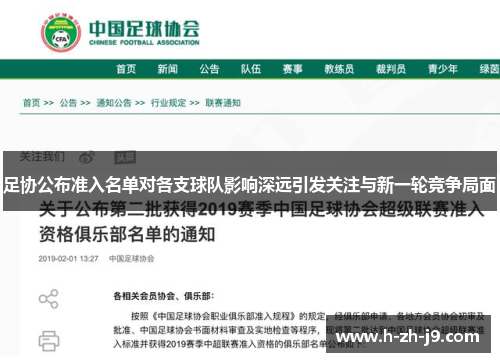足协公布准入名单对各支球队影响深远引发关注与新一轮竞争局面